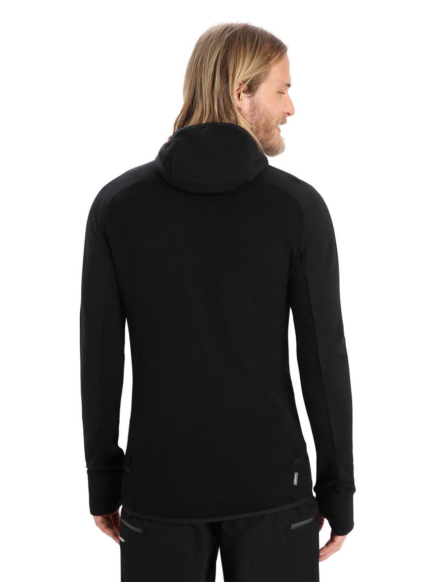 Black Icebreaker ZoneKnit™ Merino Long Sleeve Zip Men's Hoodie | AU 1274HAPK